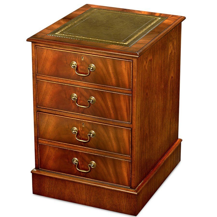 Furniture * | Scully & Scully Mahogany File Cabinet With Green Leather Top