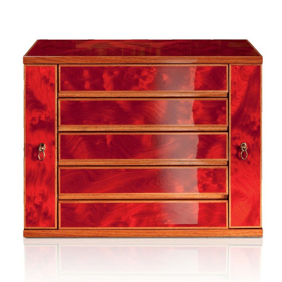 Furniture * | Scully & Scully Red Burlwood Jewelry Chest