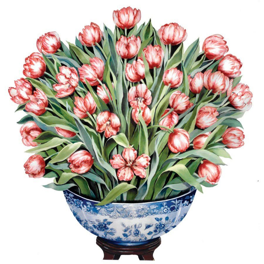 Furniture * | Scully & Scully Tulips In Chinese Bowl On Wood Board