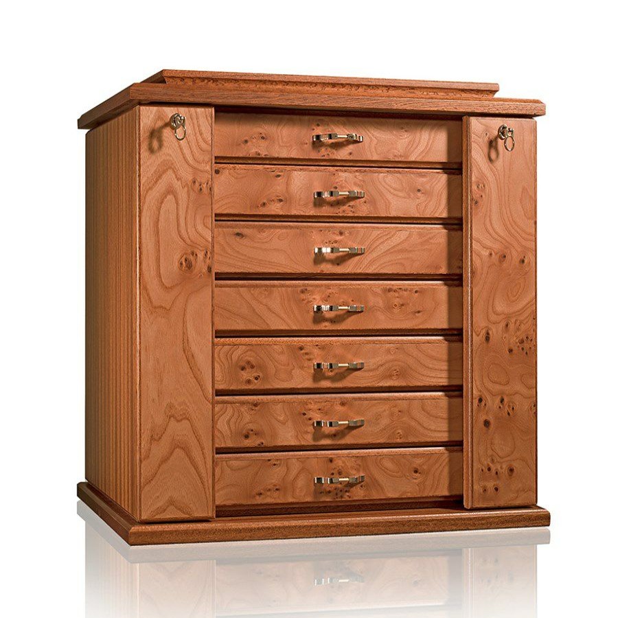 Furniture * | Scully & Scully Elm Briarwood And Mahogany Locked Jewelry Chest