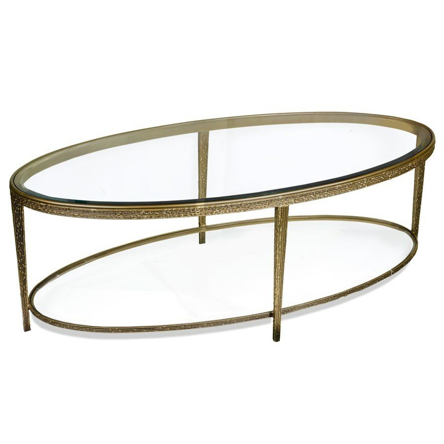 Tables * | Scully & Scully Joshua Brass Oval Cocktail Table