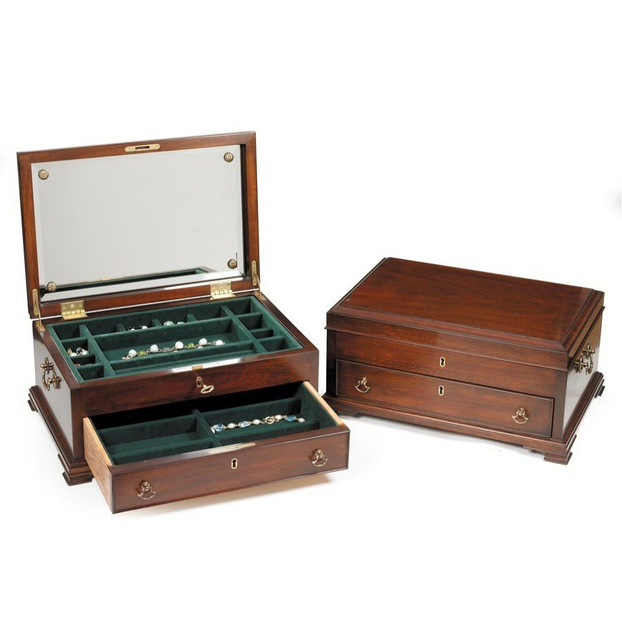 Furniture * | Scully & Scully Mahogany And Cherry Jewelry Chest