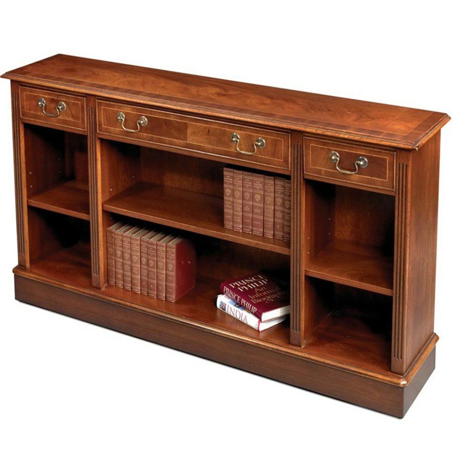 Furniture * | Scully & Scully Mahogany 5 Open Three Drawer Bookcase