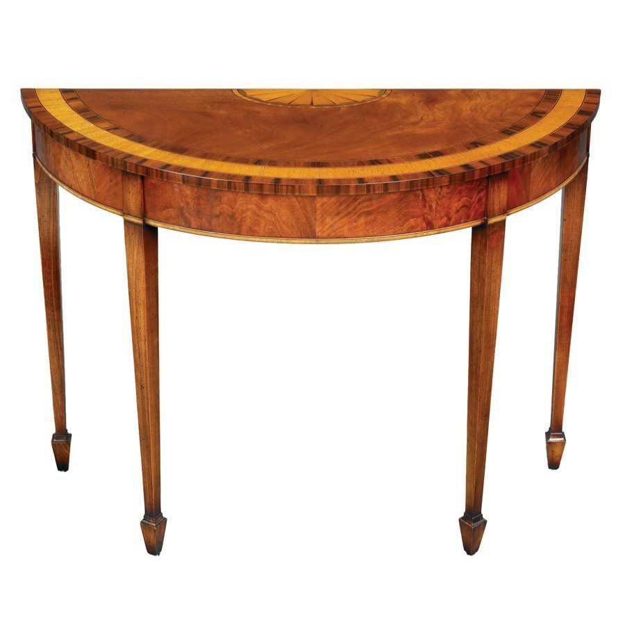 Tables * | Scully & Scully Mahogany Demilune Inlaid Console Table