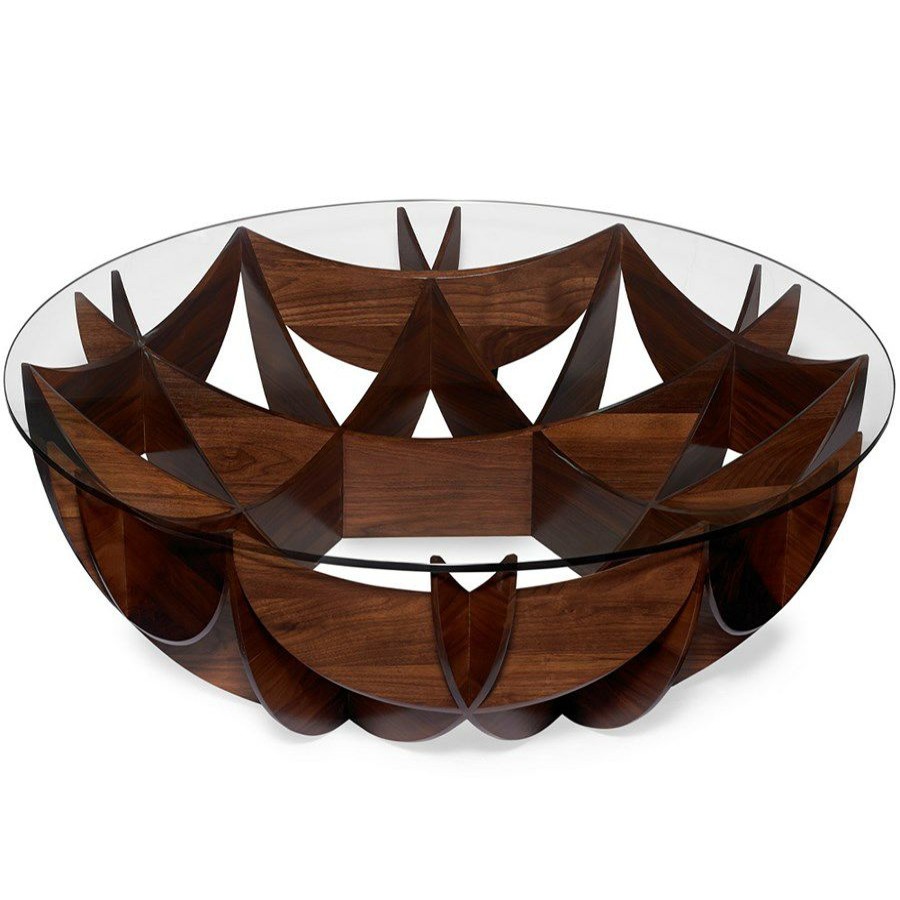 Tables * | Scully & Scully American Walnut Honeycomb Cocktail Table