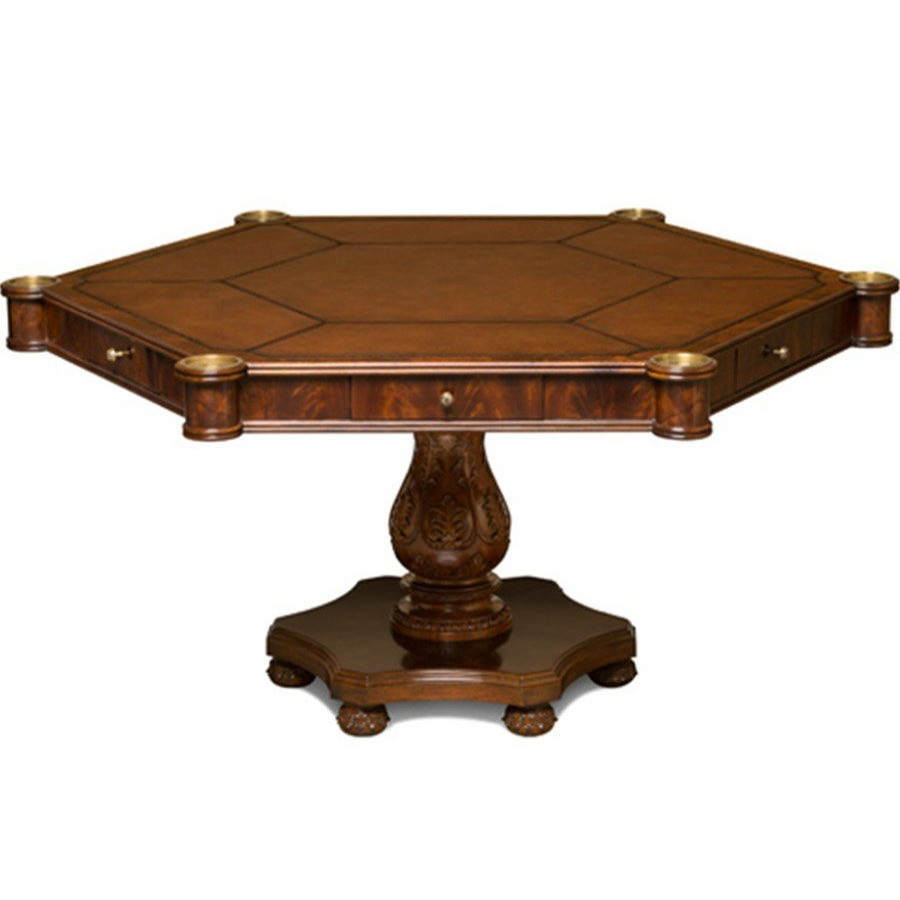 Tables * | Scully & Scully Mahogany Hexagonal Pedestal Game Table