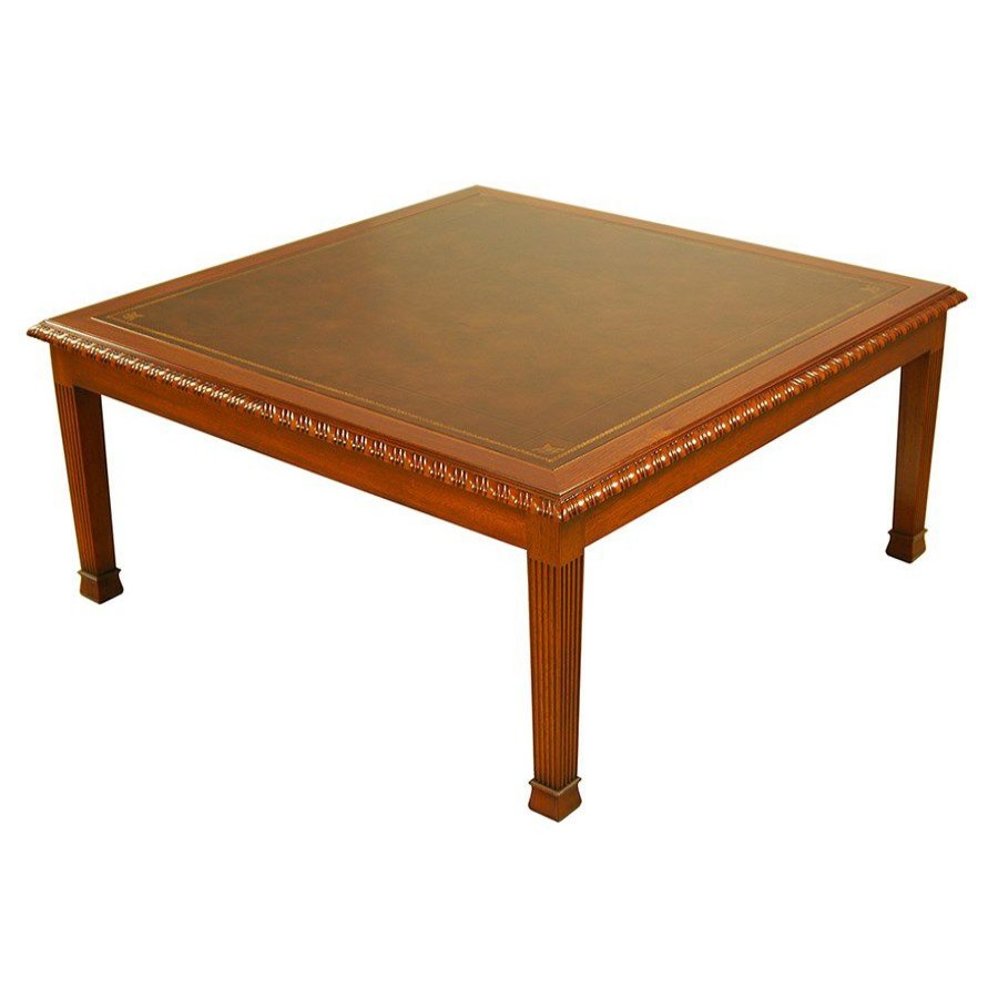 Tables * | Scully & Scully Leather Top Mahogany Square Coffee Table