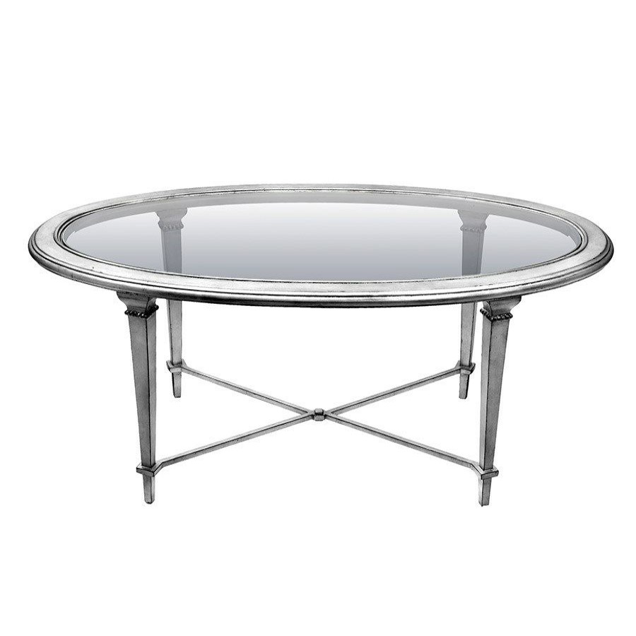 Tables * | Scully & Scully Bristol Silver Leaf Oval Coffee Table