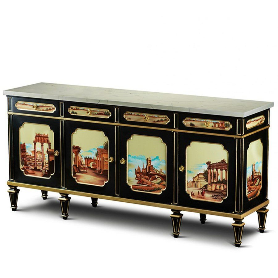 Furniture * | Scully & Scully Hand-Painted And Gold Sideboard