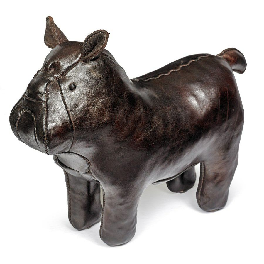 Furniture * | Scully & Scully Leather Bulldog Footstools