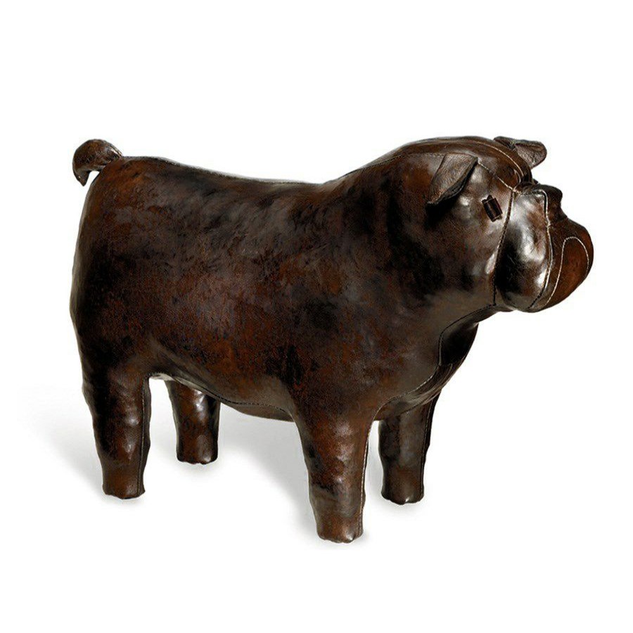 Furniture * | Scully & Scully Leather Bulldog Footstools