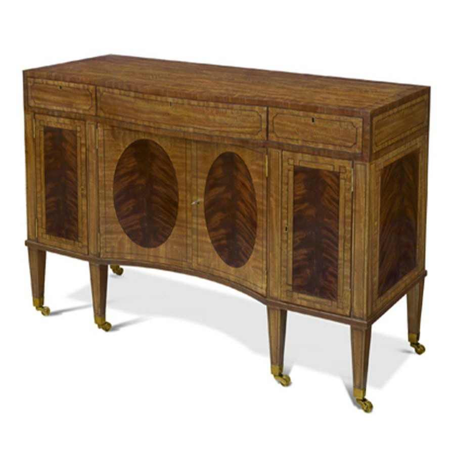 Furniture * | Scully & Scully Satinwood & Mahogany Bow Front Sideboard