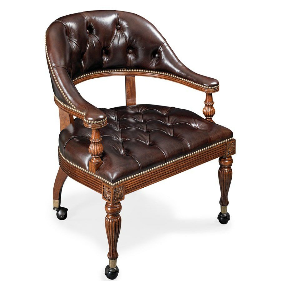 Furniture * | Scully & Scully Mahogany Leather Game Chair