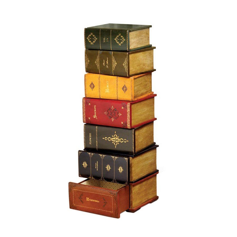 Furniture * | Scully & Scully Leather Books Chest With 7 Book Drawers