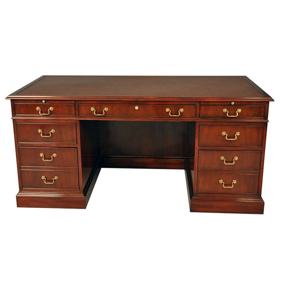 Furniture * | Scully & Scully Sala Leather Top Large Mahogany Desk