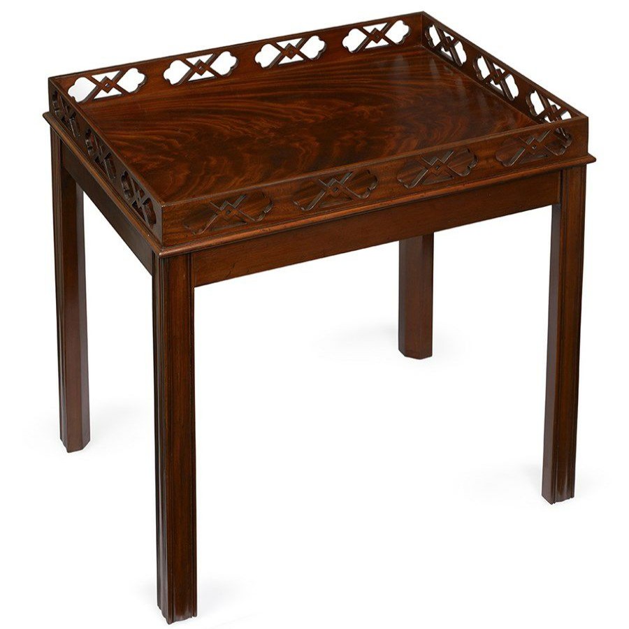 Tables * | Scully & Scully Mahogany End Table With Pierced Gallery