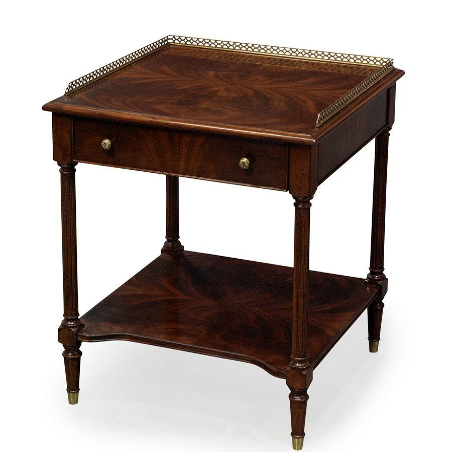 Tables * | Scully & Scully Two-Tier Mahogany Bedside Table With Brass Gallery