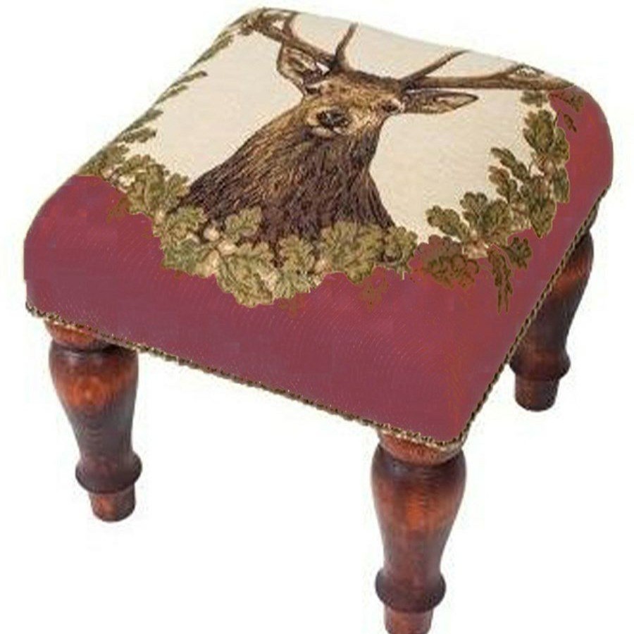 Furniture * | Scully & Scully Stag Tapestry Medium Footstool