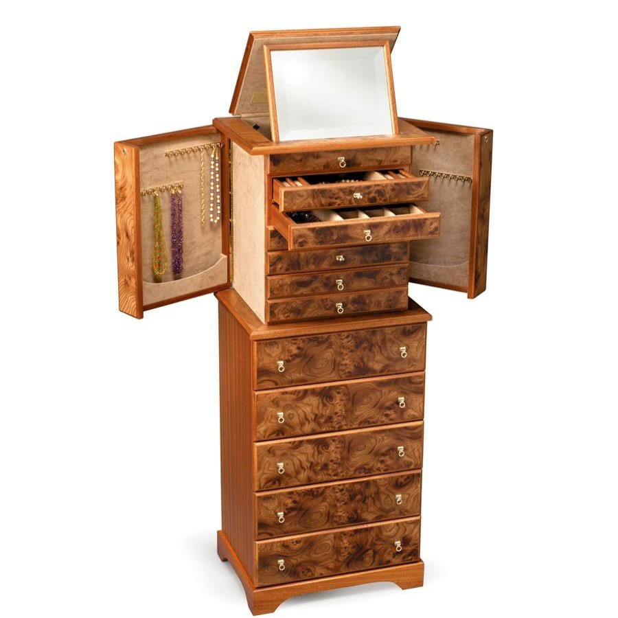 Furniture * | Scully & Scully Briarwood & Mahogany Jewelry Chest