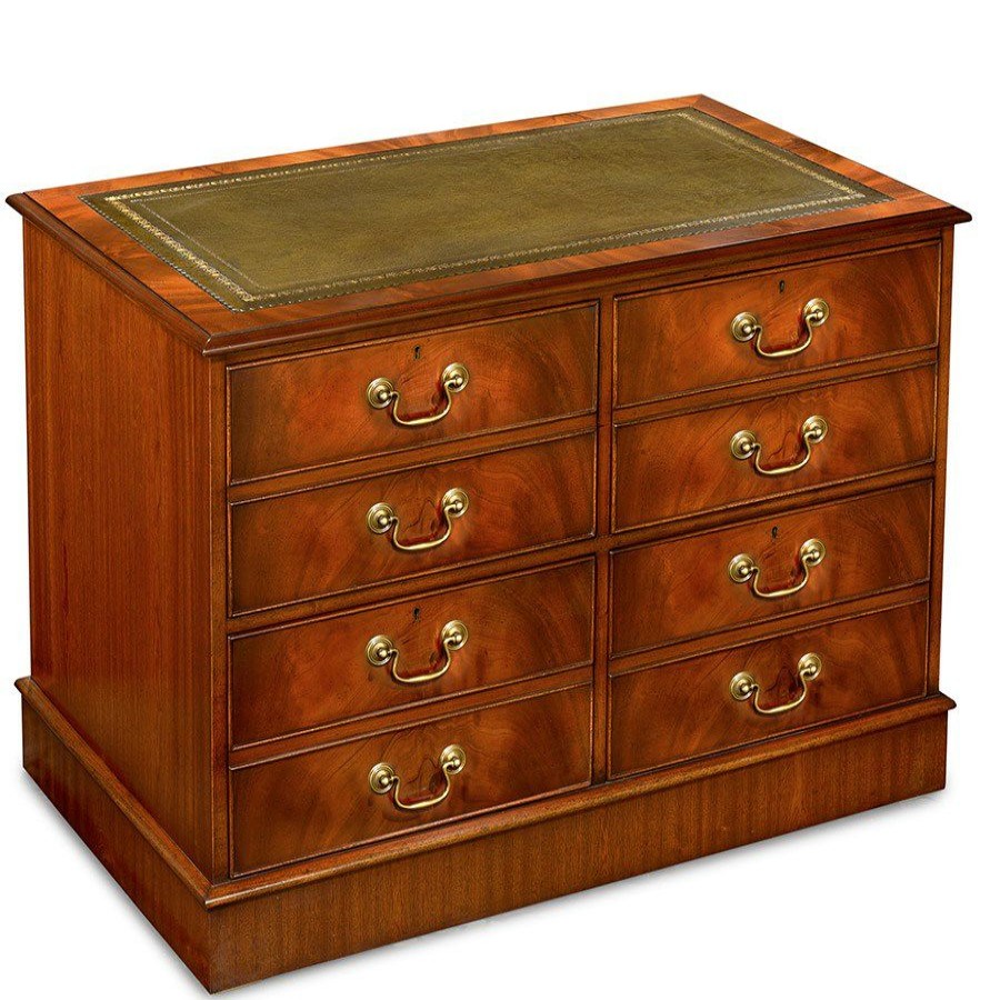 Furniture * | Scully & Scully Mahogany Double File Cabinet With Green Leather Top