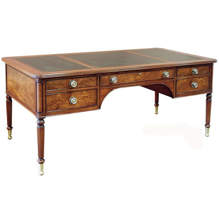 Furniture * | Scully & Scully Burl Olive & Mahogany Writing Desk