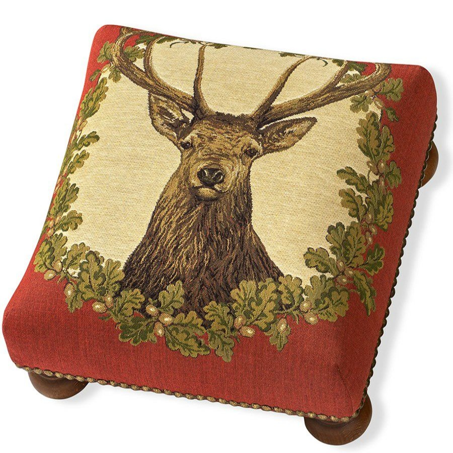 Furniture * | Scully & Scully Stag Tapestry Footstool