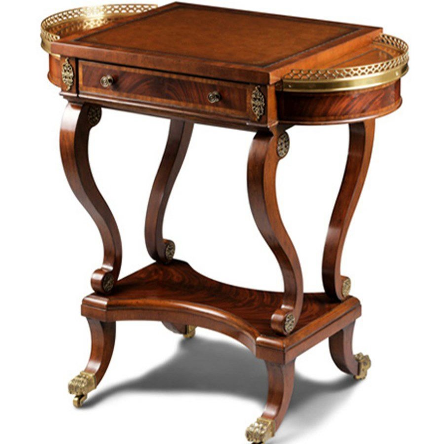 Tables * | Scully & Scully Tooled Leather Mahogany Game Table