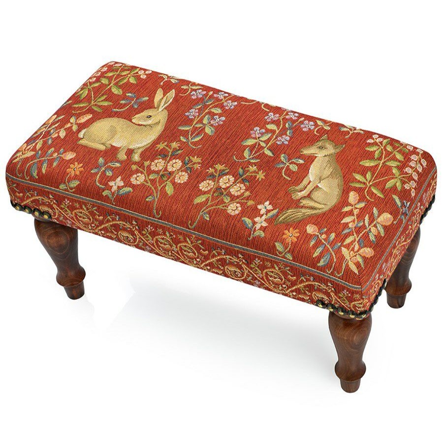 Furniture * | Scully & Scully Narrow Rabbit & Fox Tapestry Stool