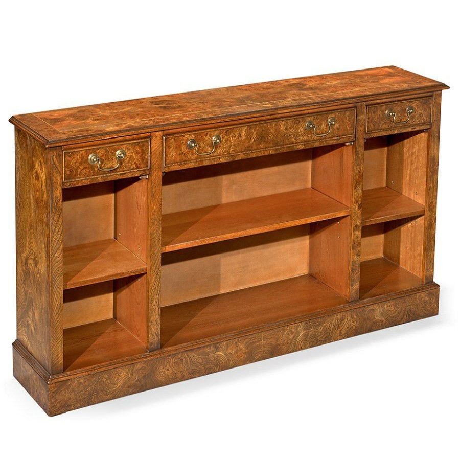 Furniture * | Scully & Scully Burr Elm 5 Open Three Drawer Bookcase