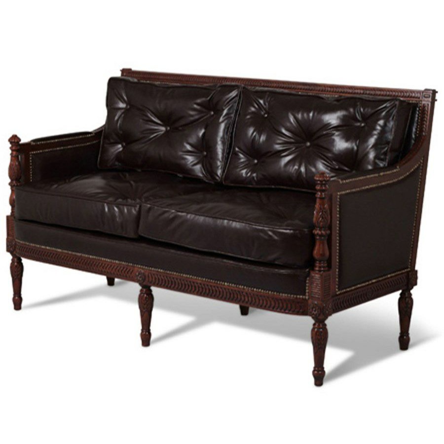 Furniture * | Scully & Scully Mahogany Love Seat With Italian Leather