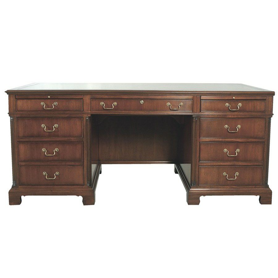 Furniture * | Scully & Scully Leather Top Mahogany Executive Desk