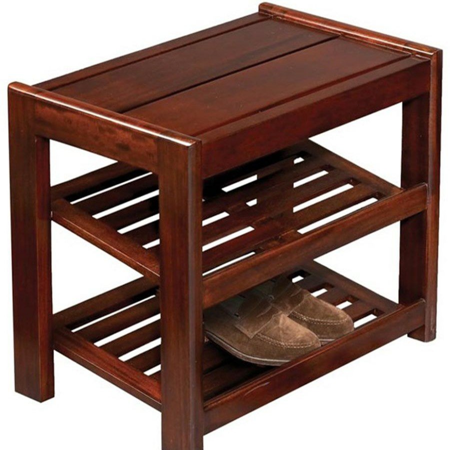 Furniture * | Scully & Scully Mahogany Shoe Rack Benches