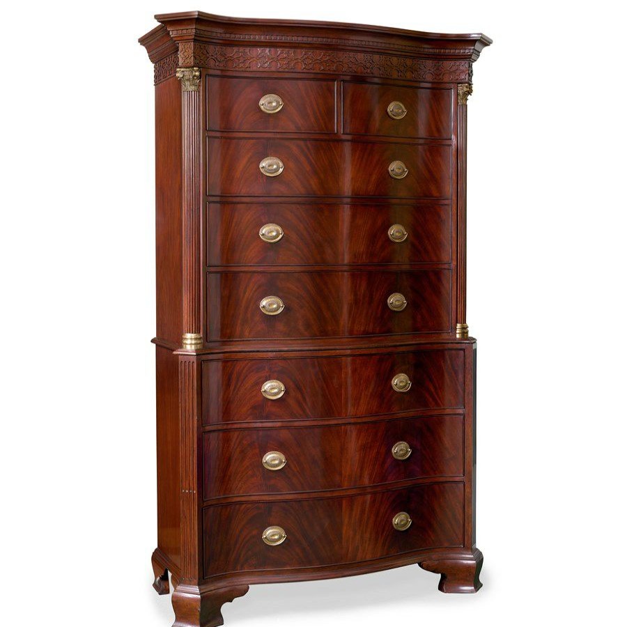 Furniture * | Scully & Scully Mahogany Chest On Chest With Brass Accents