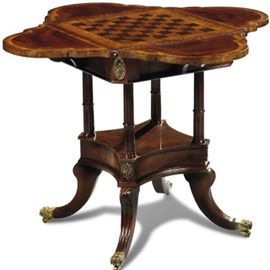 Tables * | Scully & Scully Mahogany & Burl Walnut Game Table