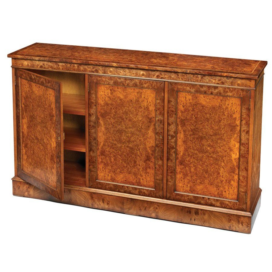 Furniture * | Scully & Scully Three-Door Burr Elm Cabinet