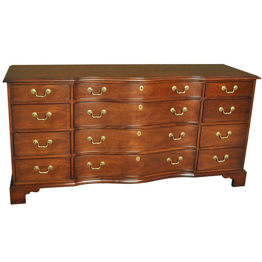 Furniture * | Scully & Scully Mahogany Serpentine Triple Dresser