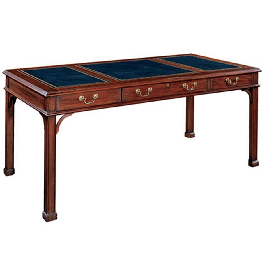 Furniture * | Scully & Scully Mahogany Triple Leather Top Table Desk Mahogany Table Desk, 72"