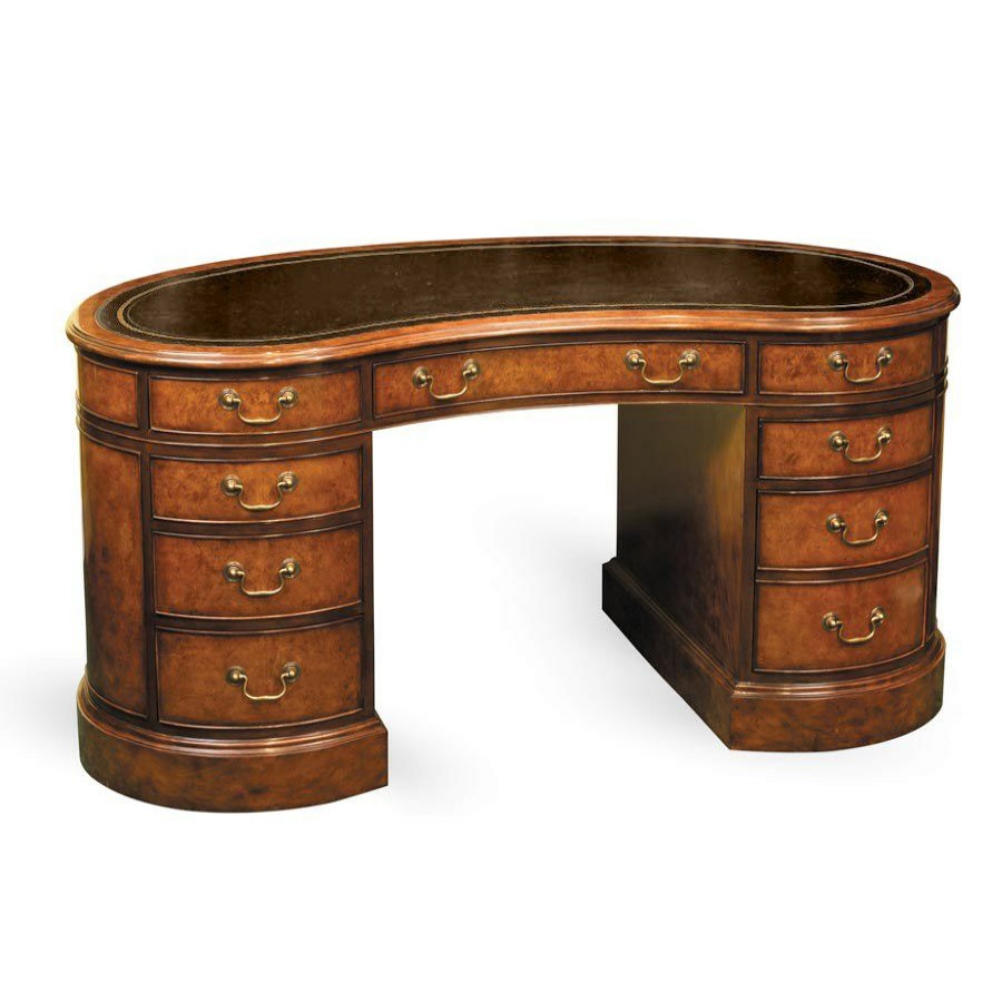 Furniture * | Scully & Scully Myrtle Kidney Desk With Brown Leather Top