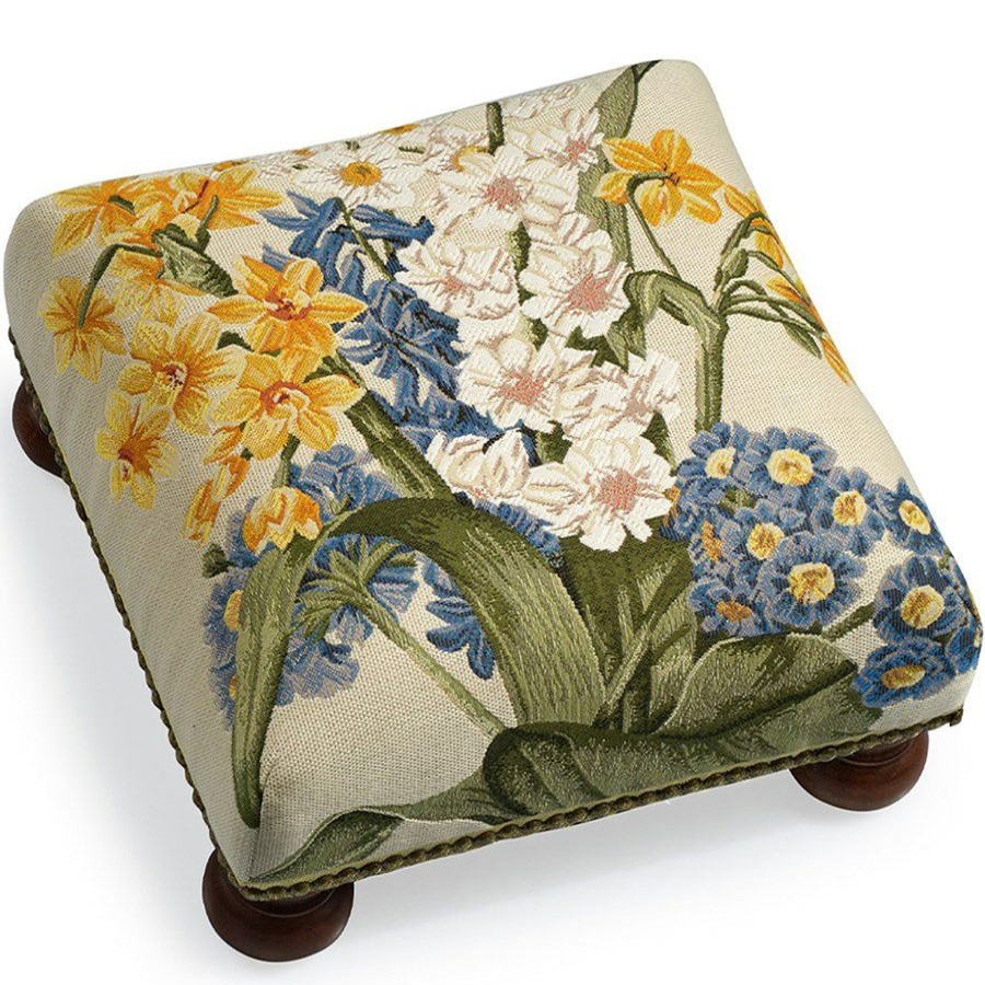 Furniture * | Scully & Scully Primrose & Narcissus Tapestry Footstool