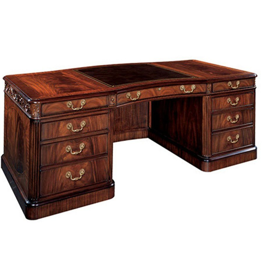 Furniture * | Scully & Scully Serpentine Mahogany Executive Desk