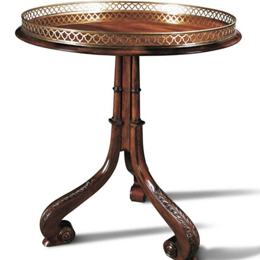 Tables * | Scully & Scully Mahogany Occasional Table With Brass Gallery