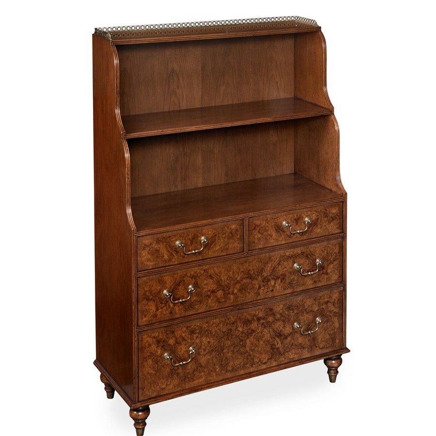 Furniture * | Scully & Scully Burr Walnut Waterfall Bookcase