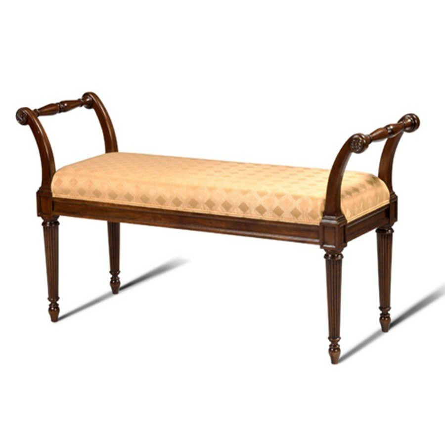 Furniture * | Scully & Scully Tufted Fabric Mahogany Bench