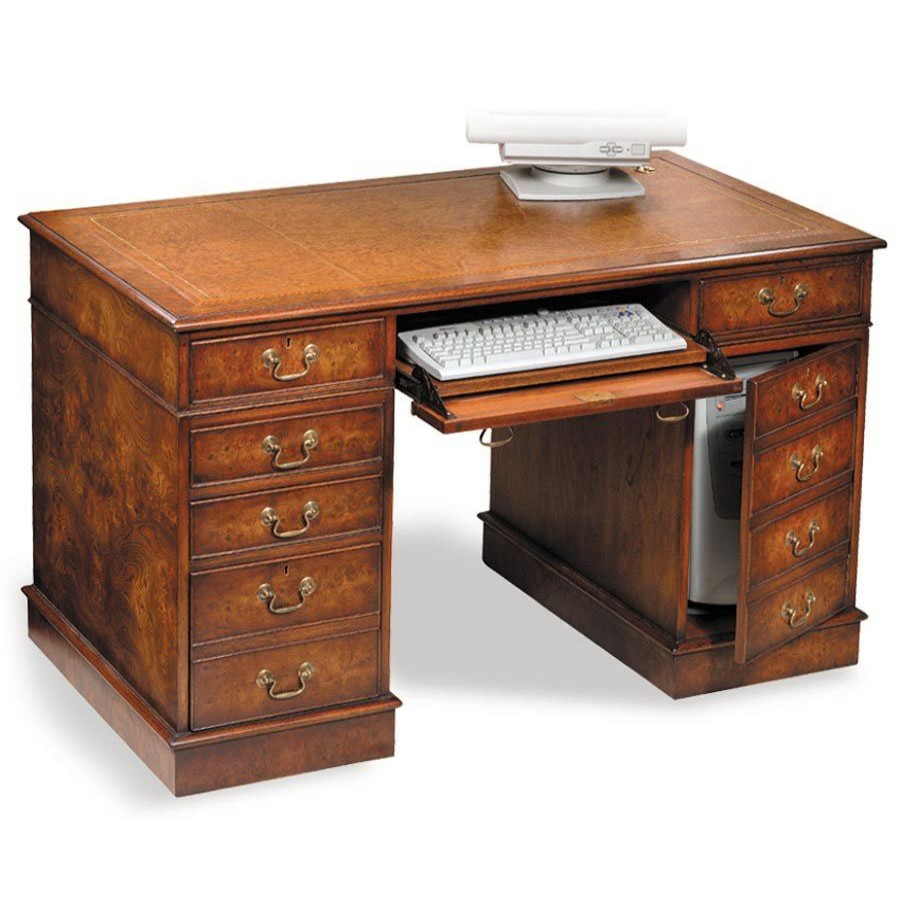 Contemporary * | Scully & Scully Burr Elm Computer Desk, Large