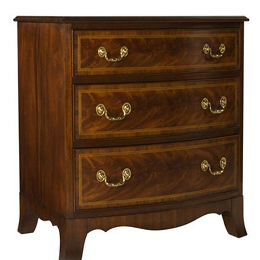 Furniture * | Scully & Scully Mahogany Bowfront Bedside Chest, Rosewood Border