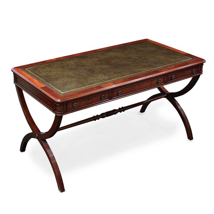 Tables * | Scully & Scully Mahogany Writing Table With Green Leather