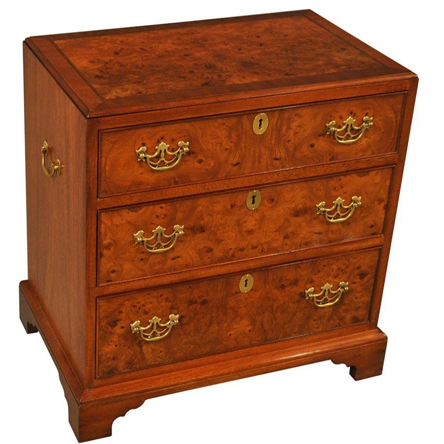 Furniture * | Scully & Scully Mahogany & Burl Elm Three Drawer Chest