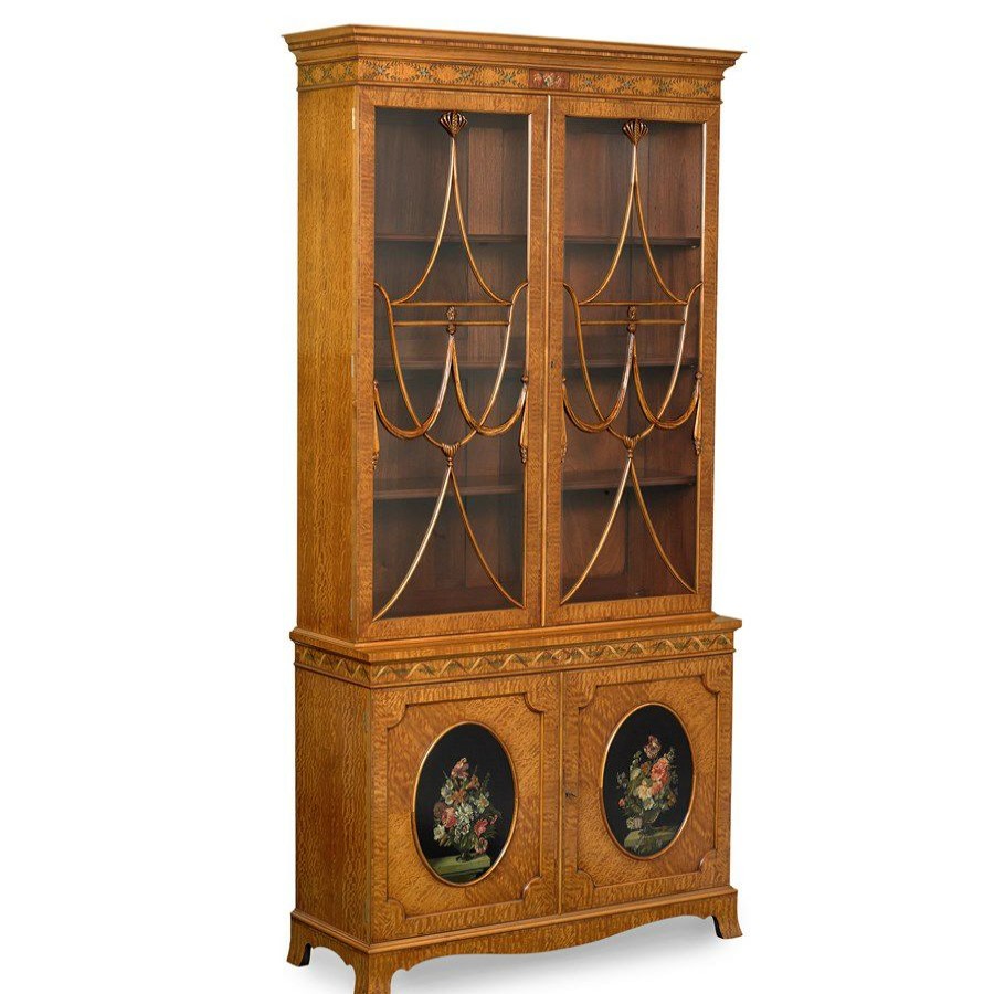 Furniture * | Scully & Scully Satinwood Decorated China Cabinet