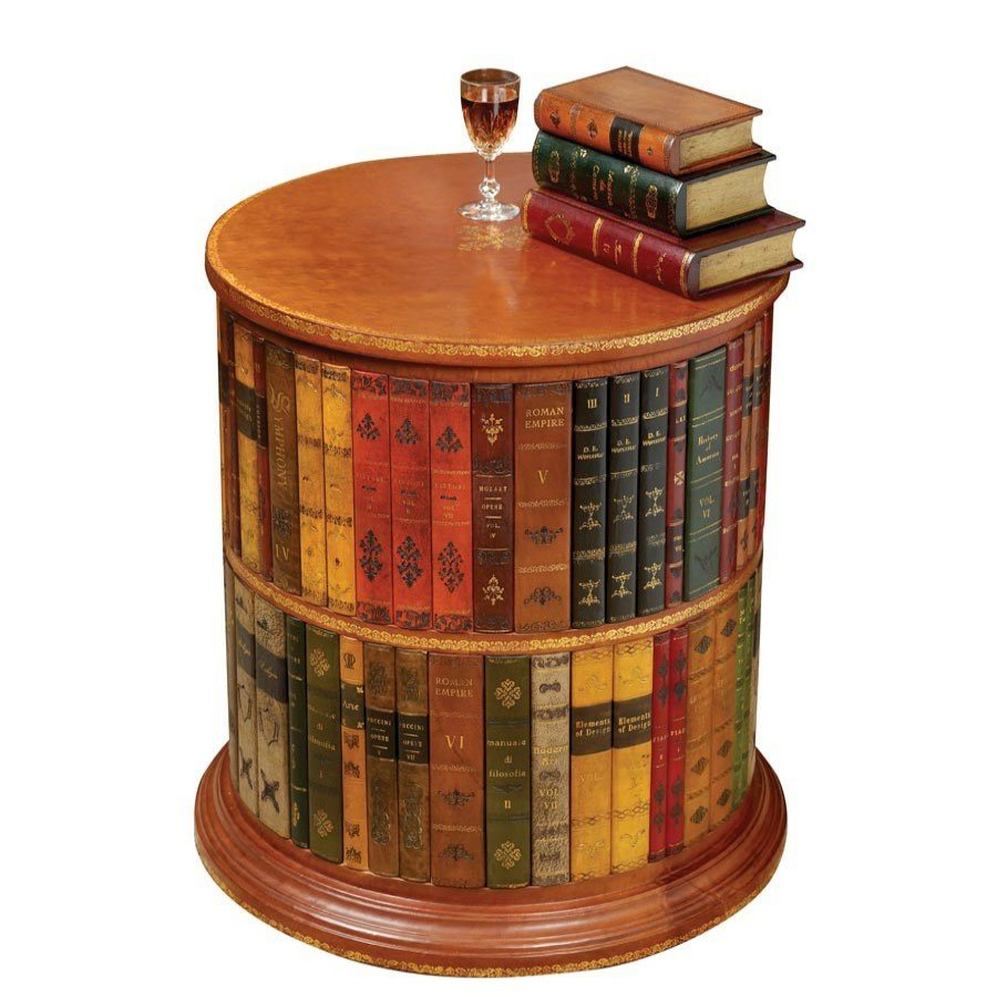 Tables * | Scully & Scully Round Leather Books Bookstand