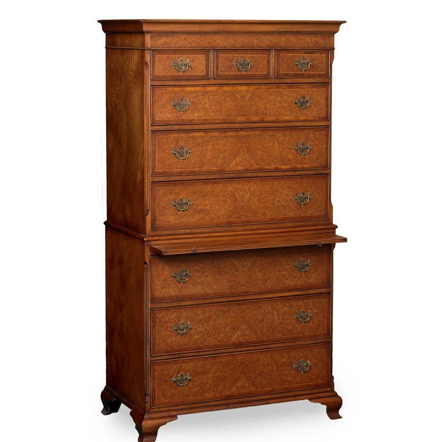 Furniture * | Scully & Scully Large Burr Elm Tallboy